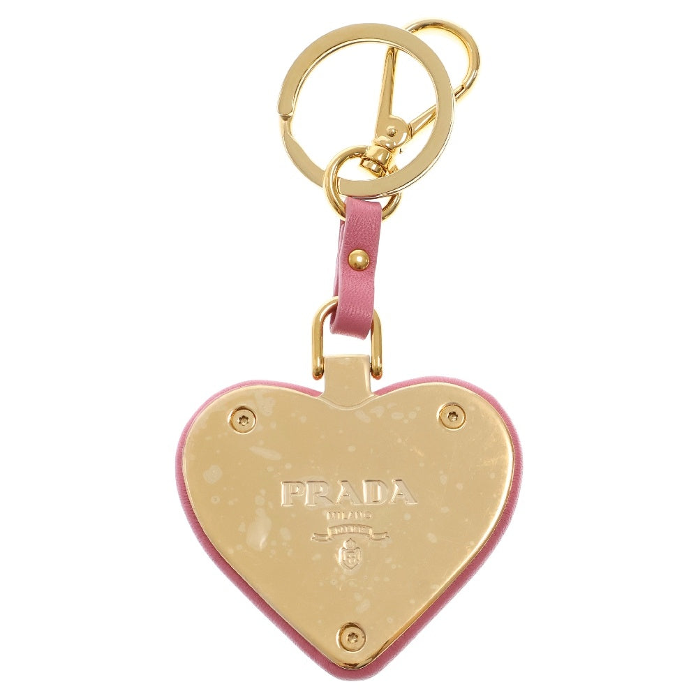 PRADA(プラダ) ロゴ ハート キーリング チャーム ピンク ナッパレザー GP 1PP172