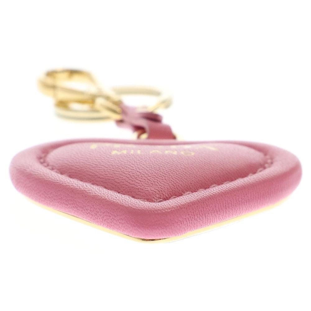 PRADA(プラダ) ロゴ ハート キーリング チャーム ピンク ナッパレザー GP 1PP172