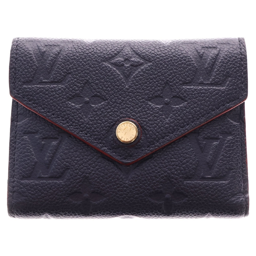 LOUIS VUITTON(ルイヴィトン) モノグラム アンプラント ポルトフォイユ ヴィクトリーヌ レザーコンパクトウォレット 三つ折り財布 ネイビー×レッド M64577