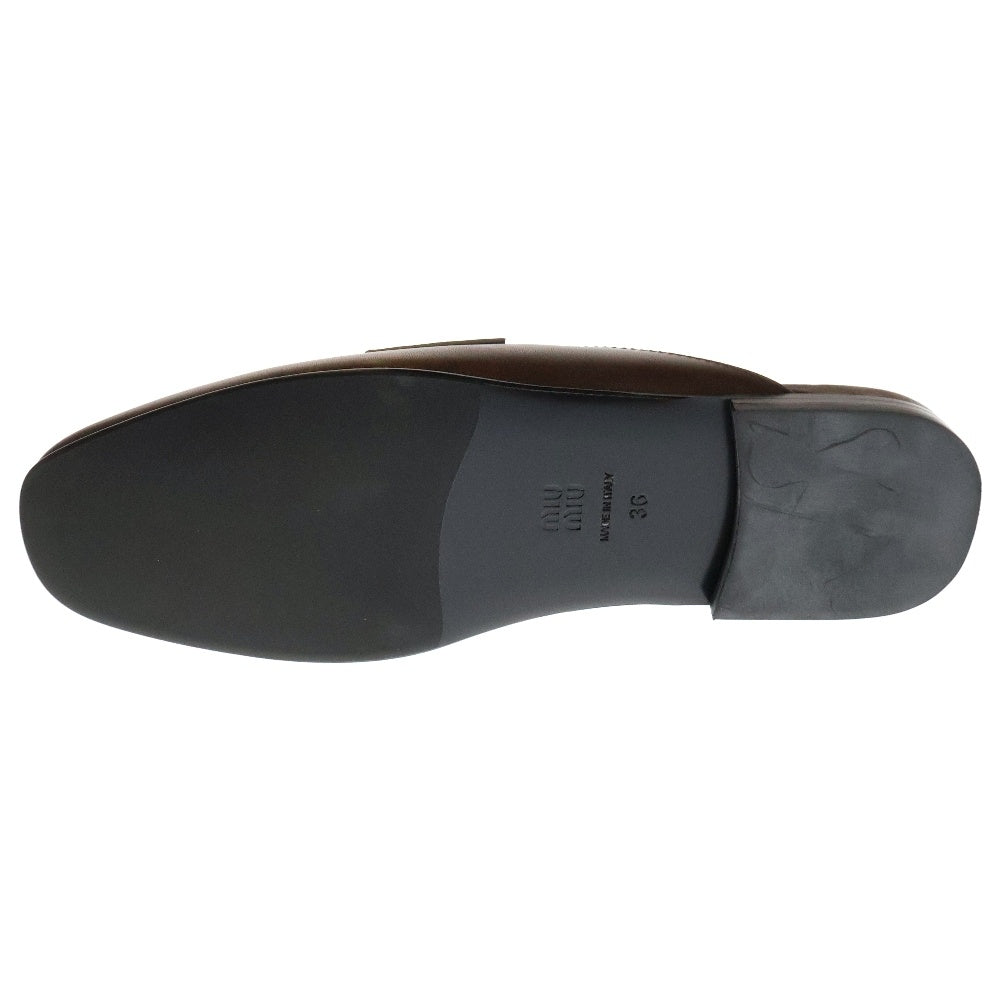 miumiu(ミュウミュウ) Sienna Bleached Leather Loafers シエナ ブラッシュド レザーローファー ブラウン 5D326E レディース