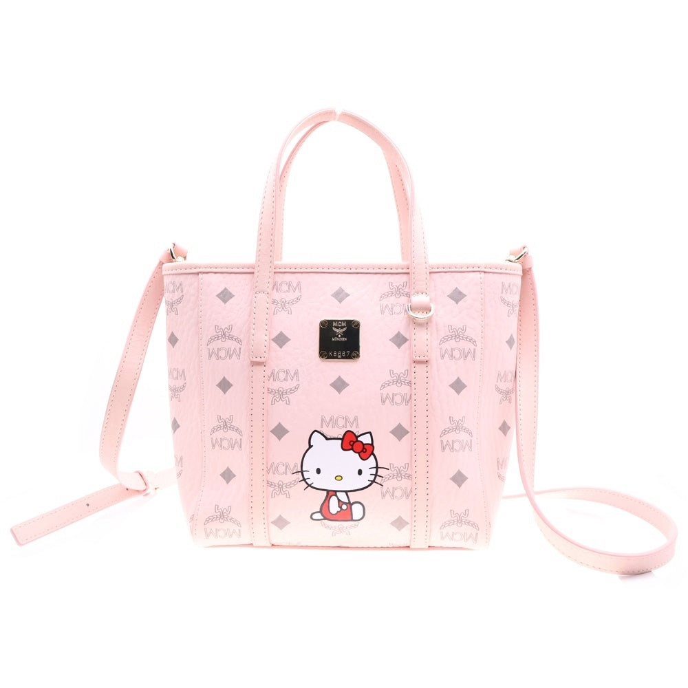 MCM(エム シー エム) ×HELLO KITTY TONI SHOPPER ハローキティ トップジップ レザー 2WAY ハンド ショルダーバッグ ピンク レディース 7844276756