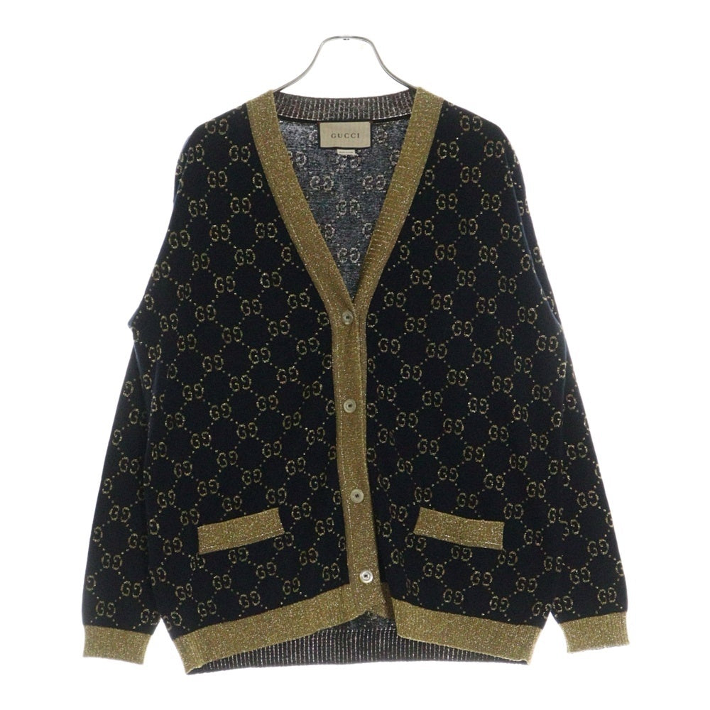 GUCCI(グッチ) GGコットンラメ ファブリック カーディガン Vネック ネイビー レディース #M 529193 529193 ハンガー