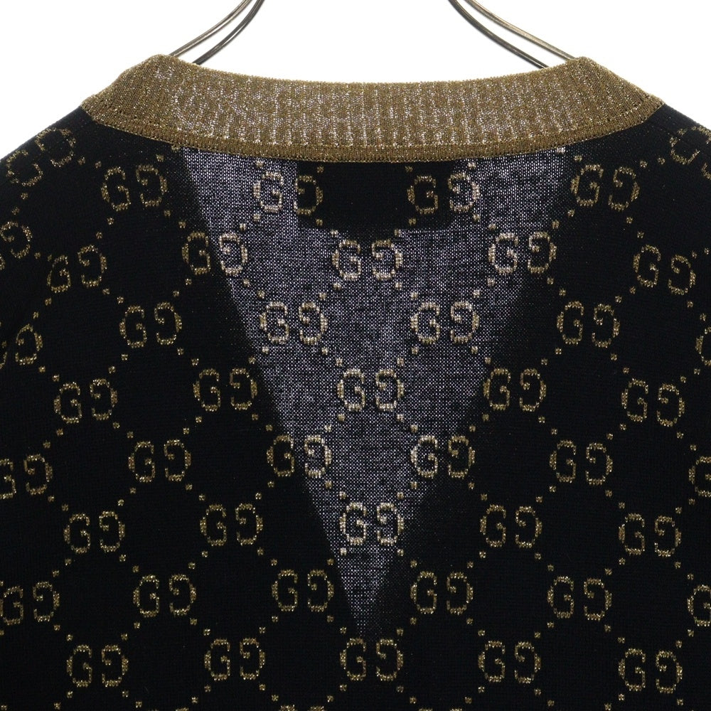 GUCCI(グッチ) GGコットンラメ ファブリック カーディガン Vネック ネイビー レディース #M 529193 529193 ハンガー