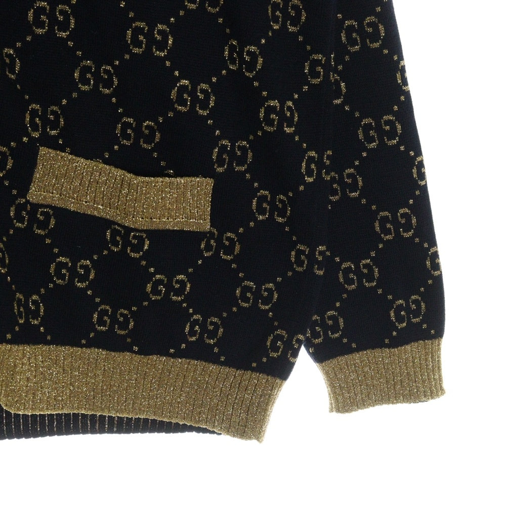 GUCCI(グッチ) GGコットンラメ ファブリック カーディガン Vネック ネイビー レディース #M 529193 529193 ハンガー
