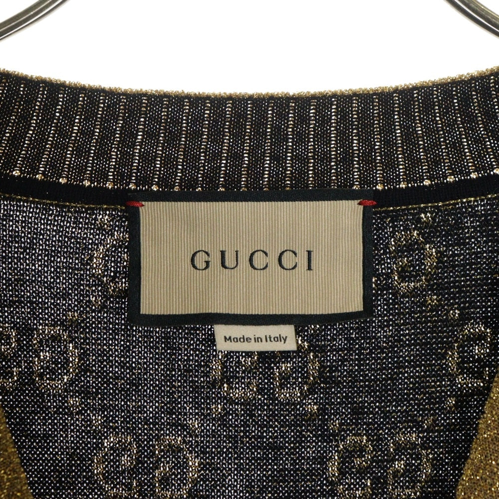 GUCCI(グッチ) GGコットンラメ ファブリック カーディガン Vネック ネイビー レディース #M 529193 529193 ハンガー