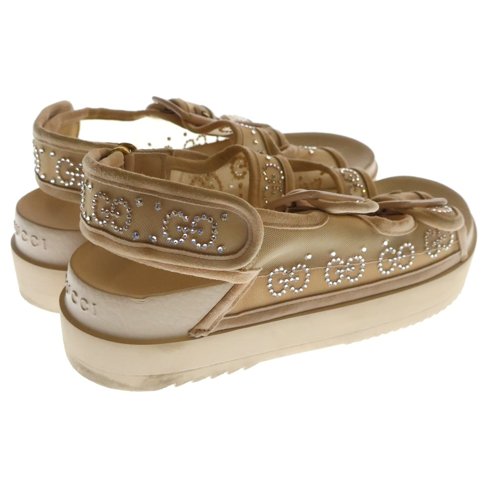 GUCCI グッチ　ベルベット　ツイード　サンダル　GG GUCCI(グッチ) GGビジュートリム ロゴ メッシュ ベルクロ