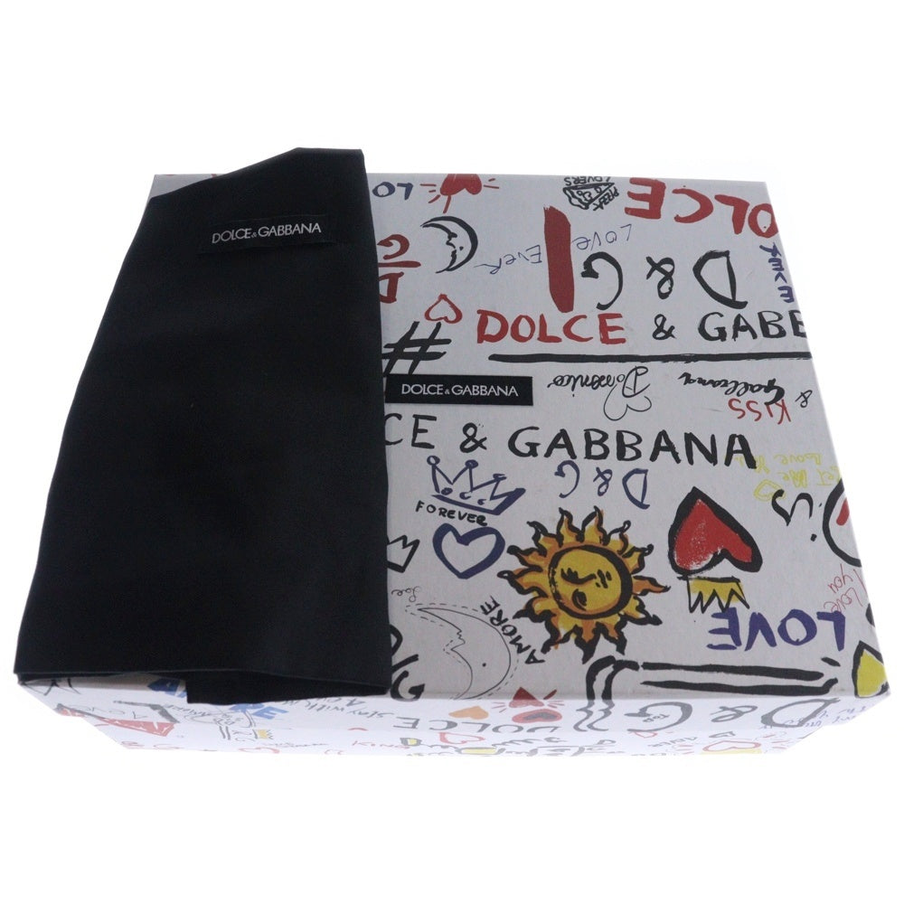 DOLCE & GABBANA(ドルチェアンドガッバーナ) PORTOFINO ポルトフィーノ パールロゴ レザーローカットスニーカー ホワイト×ピンク レディース 38.5/24.5cm
