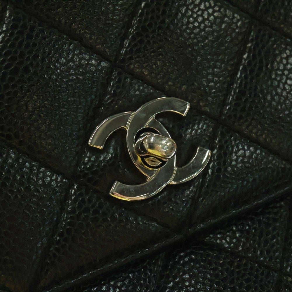 CHANEL(シャネル) マトラッセ ハンドバッグ トートバッグ トップハンドル ブラック キャビアスキン シルバー金具 A12397