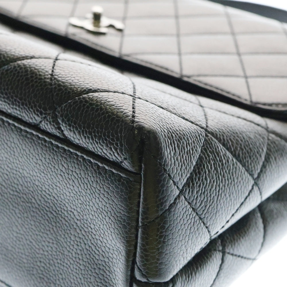 CHANEL(シャネル) マトラッセ ハンドバッグ トートバッグ トップハンドル ブラック キャビアスキン シルバー金具 A12397