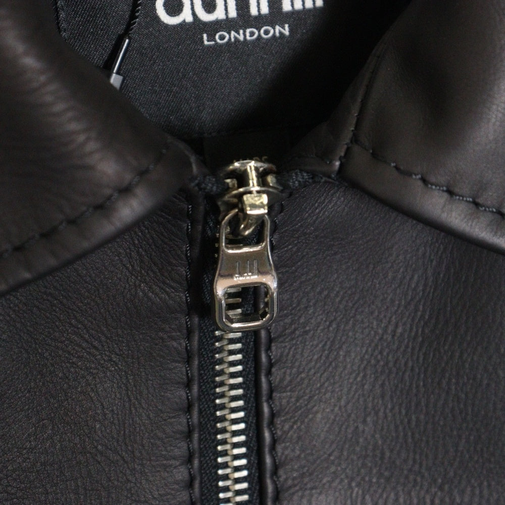 dunhill(ダンヒル) カウレザー ウールリブ ジップアップ ジャケット ブルゾン ブラウン/ブラック