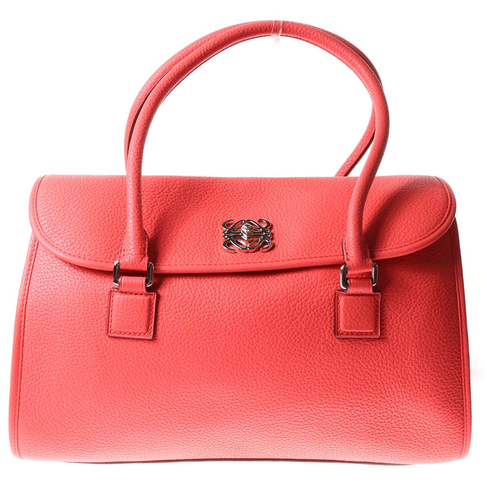 LOEWE(ロエベ) アラモ36 アナグラム バッグ ハンドバッグ ライトレッド オレンジ シルバー金具 レザー