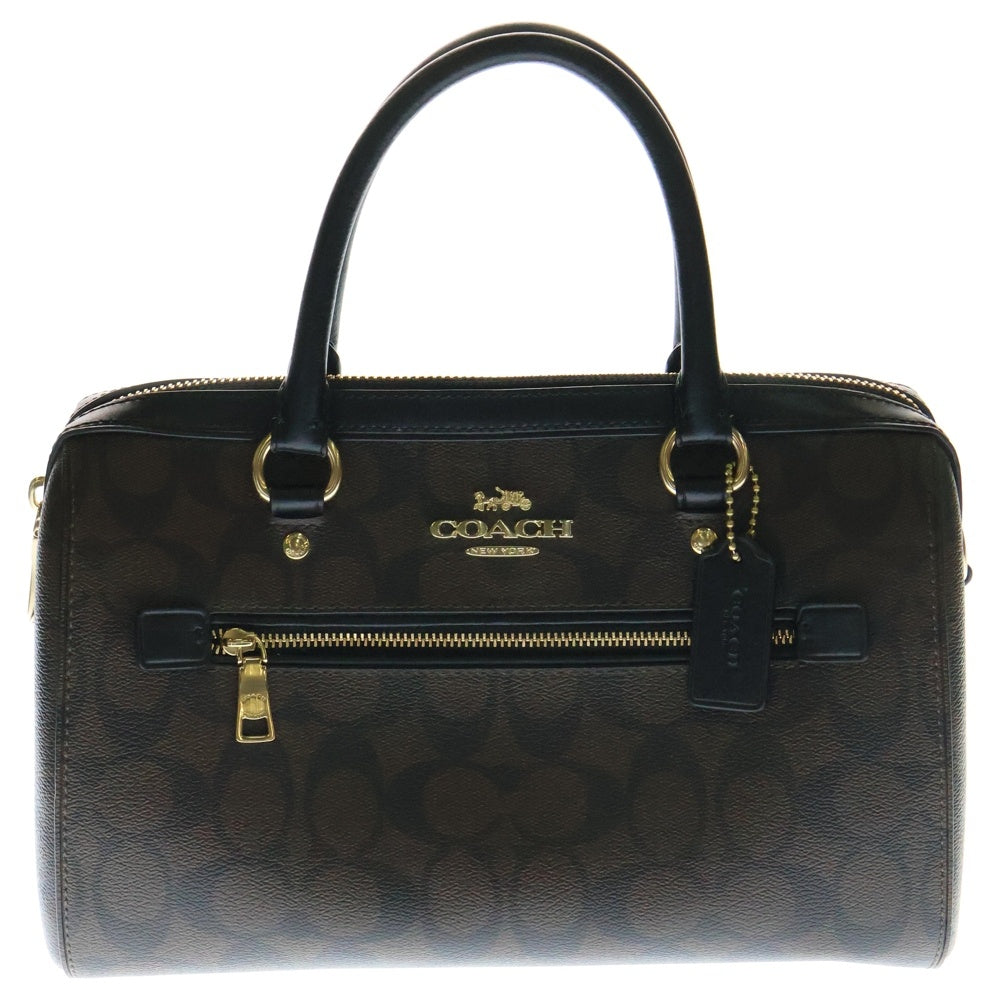 COACH(コーチ) シグネチャー 2WAYバック ハンドバッグ ショルダーバッグ ブラック×ブラウン ゴールド金具 F83607