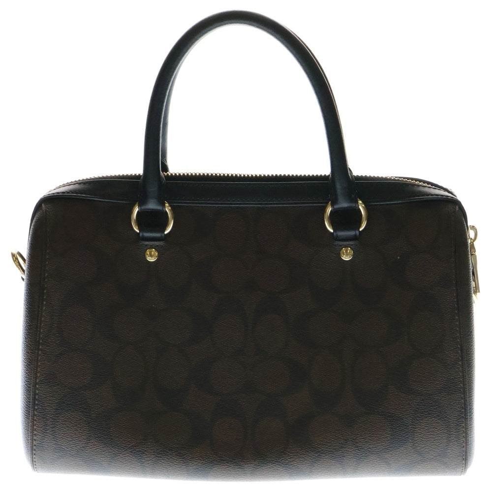 COACH(コーチ) シグネチャー 2WAYバック ハンドバッグ ショルダーバッグ ブラック×ブラウン ゴールド金具 F83607