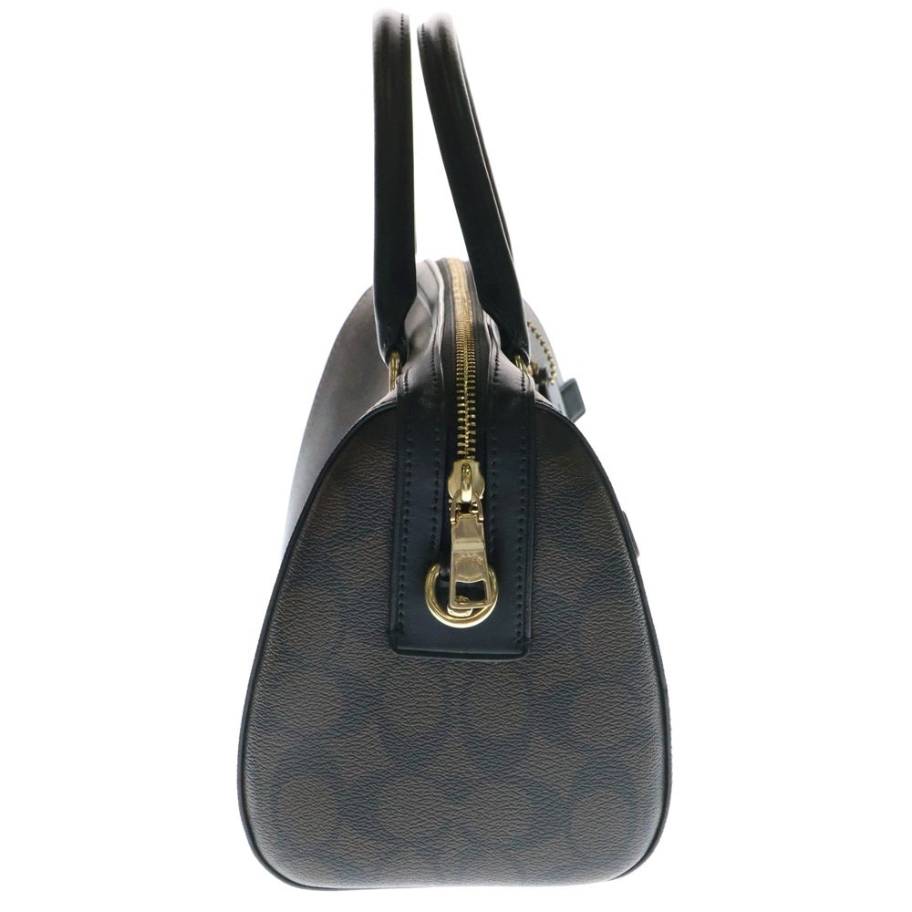COACH(コーチ) シグネチャー 2WAYバック ハンドバッグ ショルダーバッグ ブラック×ブラウン ゴールド金具 F83607