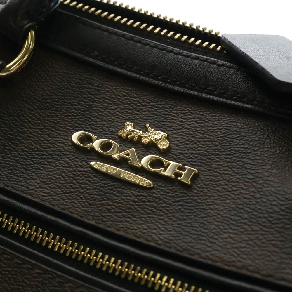 COACH(コーチ) シグネチャー 2WAYバック ハンドバッグ ショルダーバッグ ブラック×ブラウン ゴールド金具 F83607