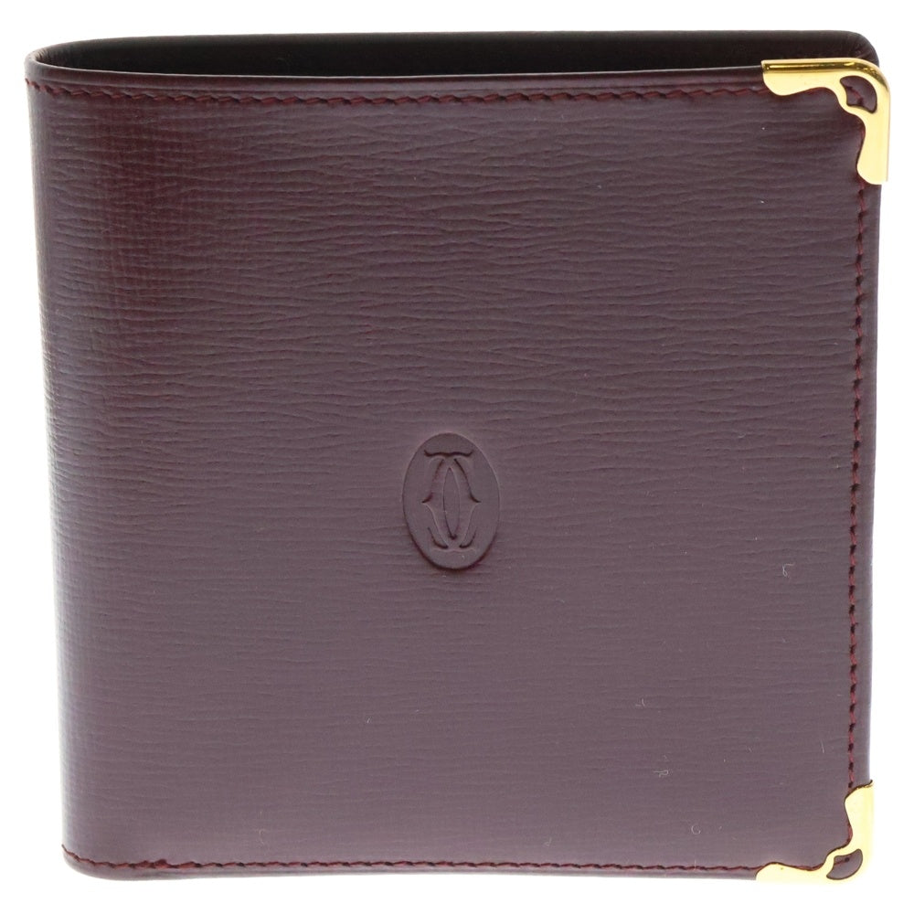 Cartier(カルティエ) マストライン 二つ折り財布 コンパクトウォレット ボルドー レザー