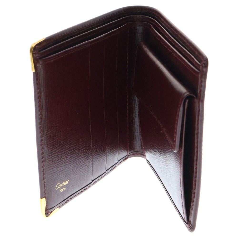 Cartier(カルティエ) マストライン 二つ折り財布 コンパクトウォレット ボルドー レザー
