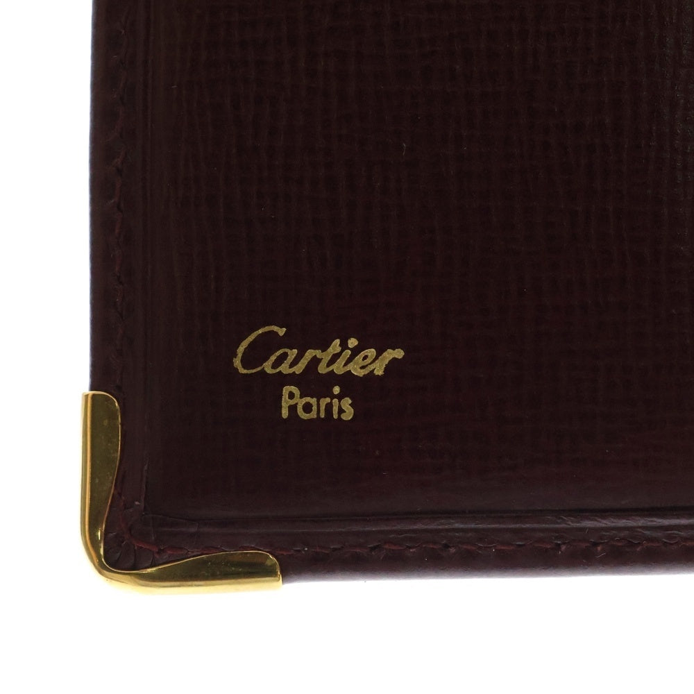 Cartier(カルティエ) マストライン 二つ折り財布 コンパクトウォレット ボルドー レザー