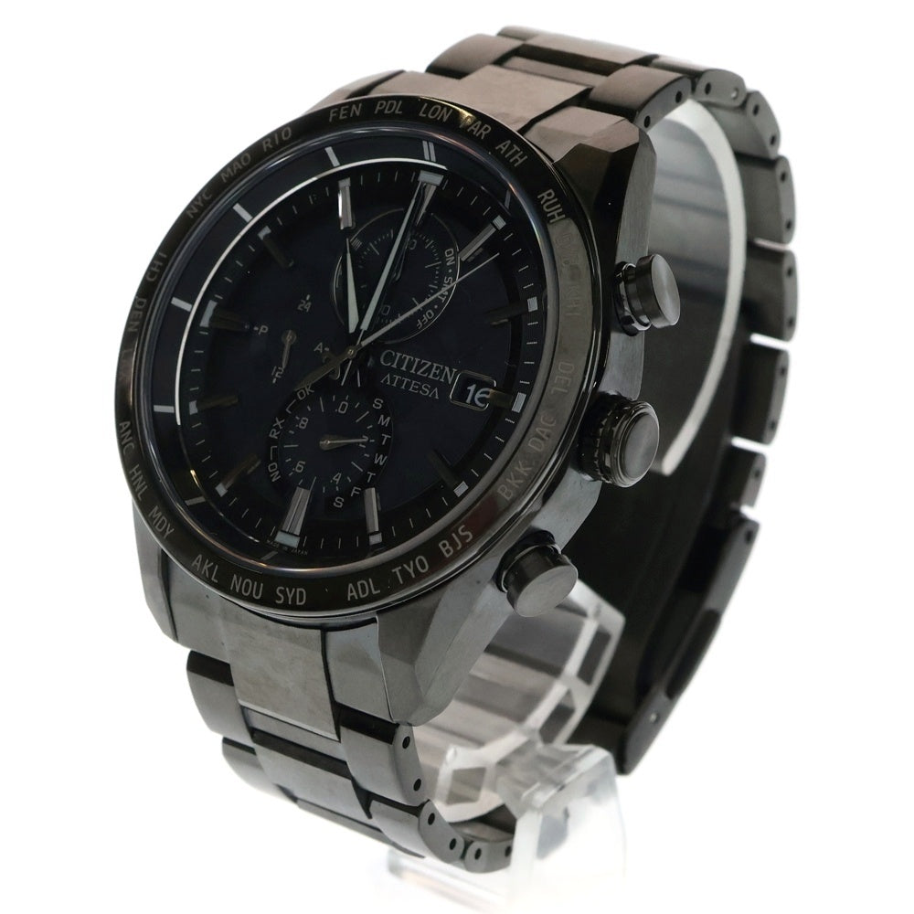 CITIZEN(シチズン) AT8287-62E アテッサ ACTLine HAKUTO-Rコラボ 黒文字盤 Ti/ソーラー チタン 電波 腕時計