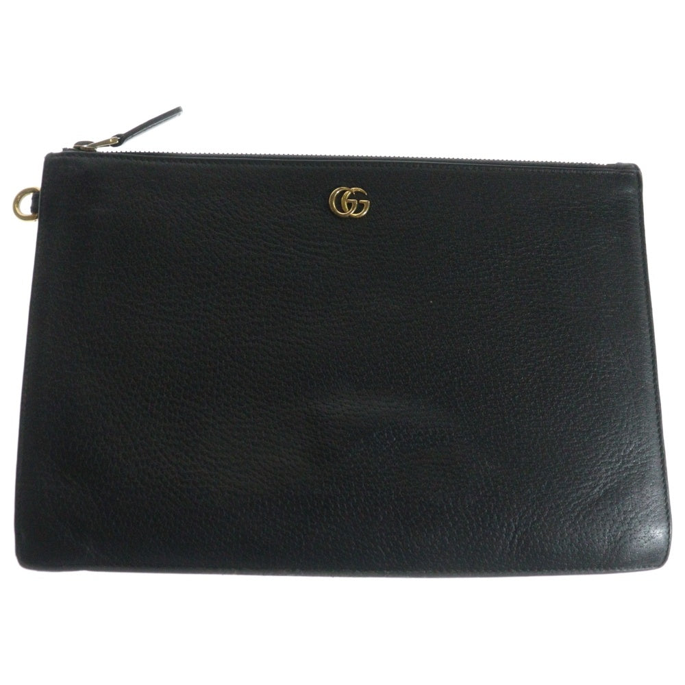 GUCCI(グッチ) GGマーモント クラッチバッグ セカンドバッグ ケース ブラック ゴールド金具 レザー 475317