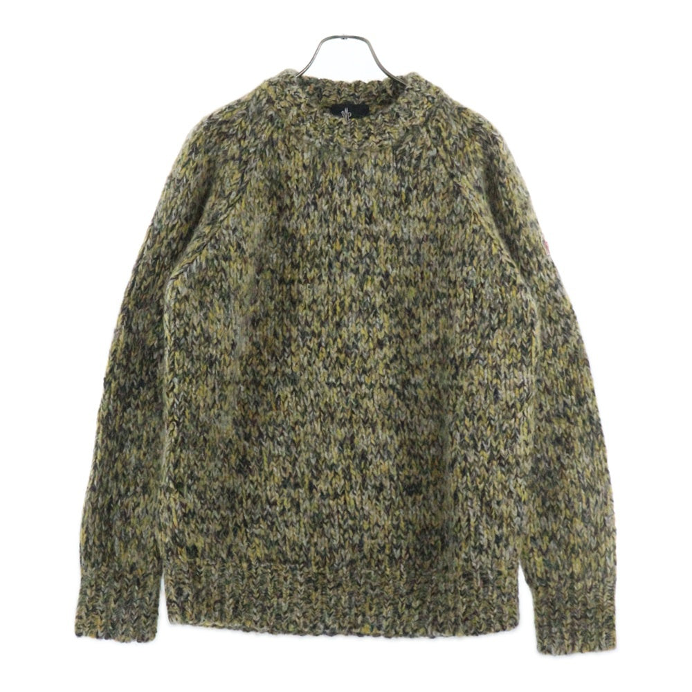 MONCLER(モンクレール) 18AW MAGLIONE TRICOT GIROCOLLO アルパカウール ローゲージ クルーネック 長袖ニット セーター イエロー/グレー D20979031300 999CS