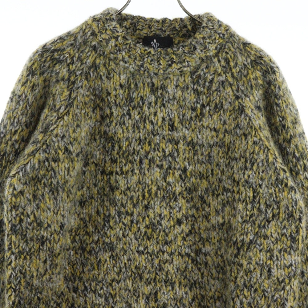 MONCLER(モンクレール) 18AW MAGLIONE TRICOT GIROCOLLO アルパカウール ローゲージ クルーネック 長袖ニット セーター イエロー/グレー D20979031300 999CS
