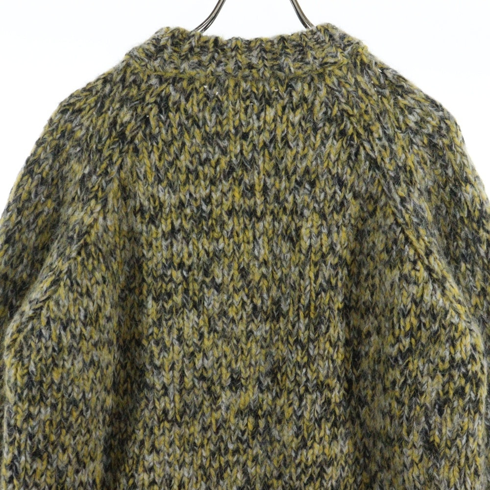 MONCLER(モンクレール) 18AW MAGLIONE TRICOT GIROCOLLO アルパカウール ローゲージ クルーネック 長袖ニット セーター イエロー/グレー D20979031300 999CS
