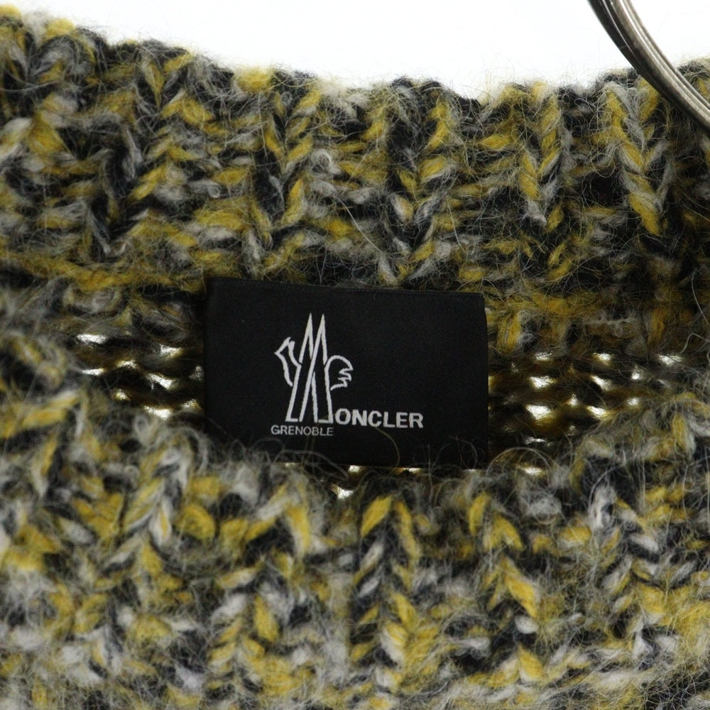 MONCLER(モンクレール) 18AW MAGLIONE TRICOT GIROCOLLO アルパカウール ローゲージ クルーネック 長袖ニット セーター イエロー/グレー D20979031300 999CS