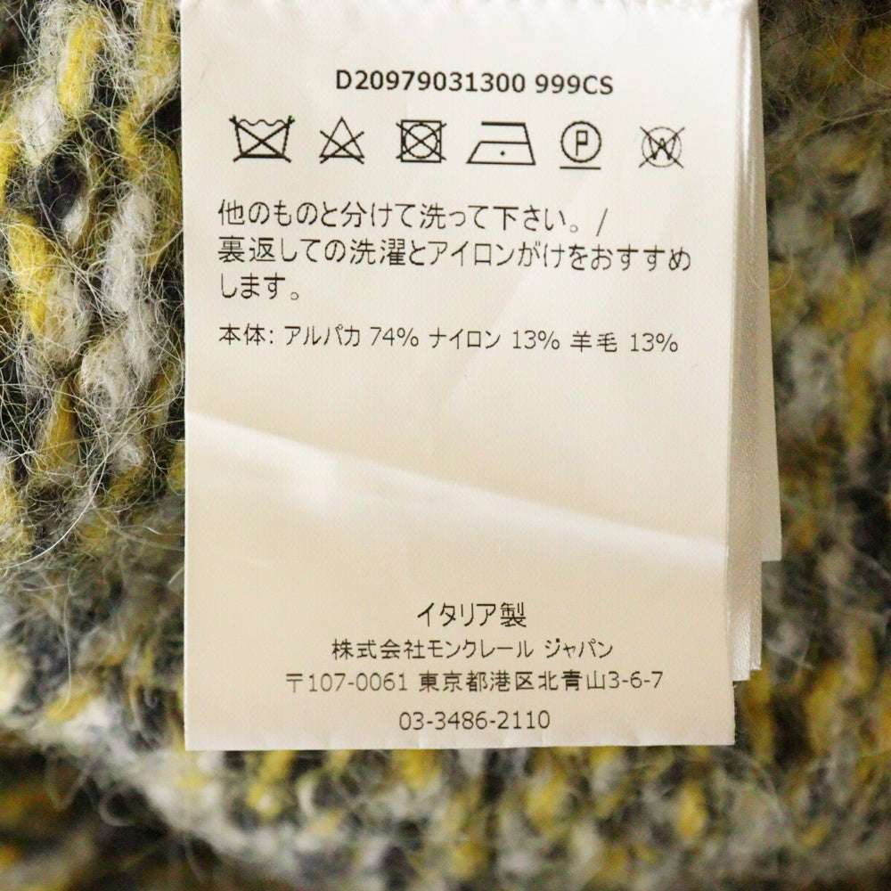 MONCLER(モンクレール) 18AW MAGLIONE TRICOT GIROCOLLO アルパカウール ローゲージ クルーネック 長袖ニット セーター イエロー/グレー D20979031300 999CS