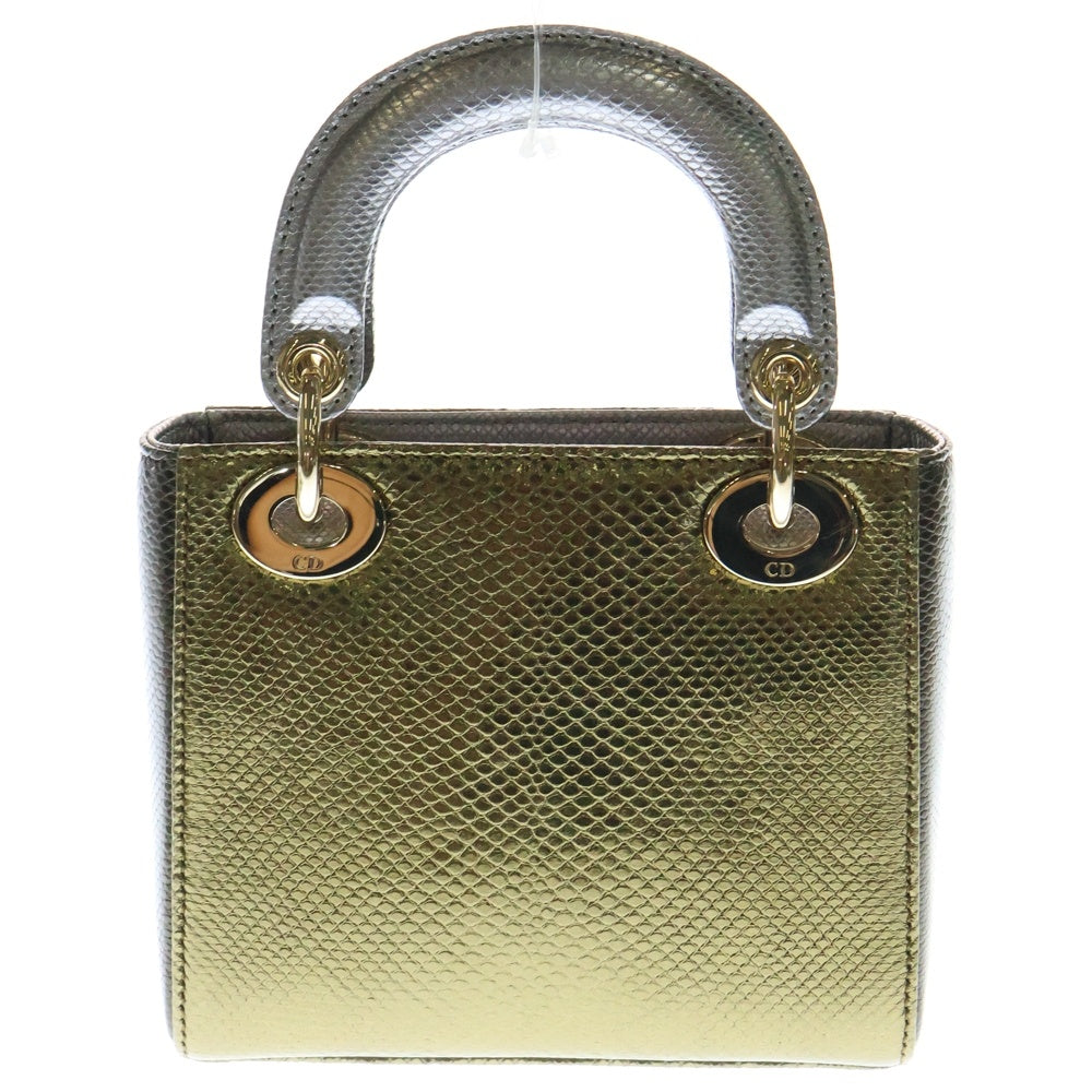 DIOR(ディオール) レディディオール ミニ シルバー×ゴールド ゴールド金具 2WAY ハンドバッグ ショルダーバッグ