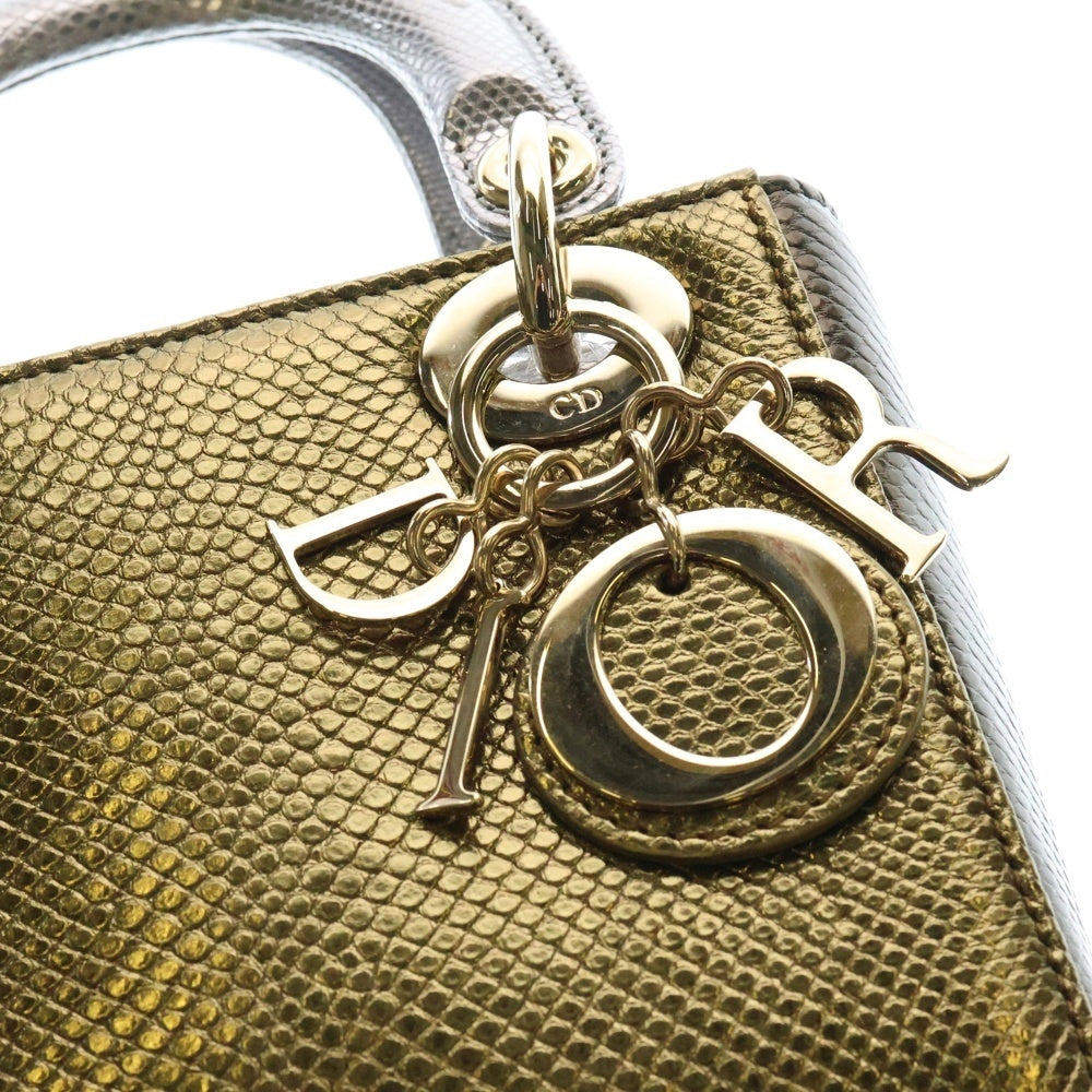 DIOR(ディオール) レディディオール ミニ シルバー×ゴールド ゴールド金具 2WAY ハンドバッグ ショルダーバッグ