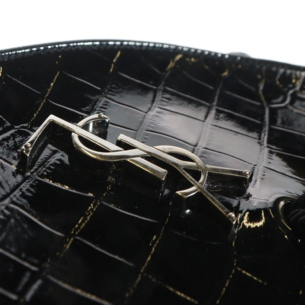 SAINT LAURENT PARIS(サンローランパリ) YSLロゴ ハート フリンジ クラッチバッグ セカンドバッグ ポーチ ブラック シルバー金具 型押し 538445