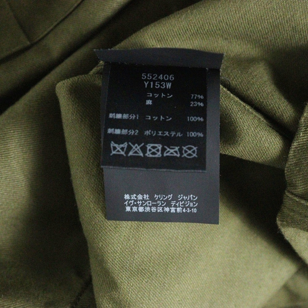 SAINT LAURENT PARIS(サンローランパリ) darlingコード刺繍 ミリタリー クルーネック 半袖 ワンピース カーキ レディース 552406