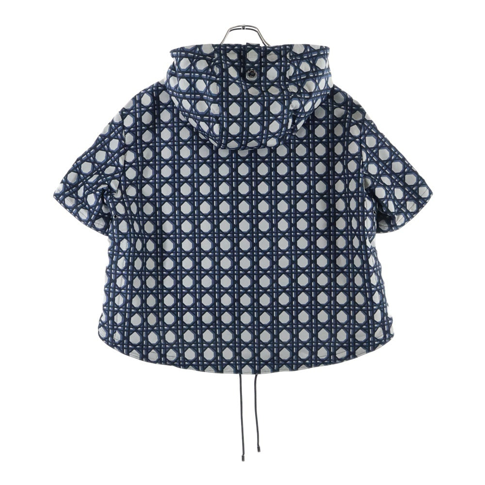 DIOR(ディオール) 24SS マクロカナージュ 総柄ジャガード フロントロゴ ハーフジップ フーデッド 半袖 プルオーバー パーカー ジャケット ネイビー 417C19A2378