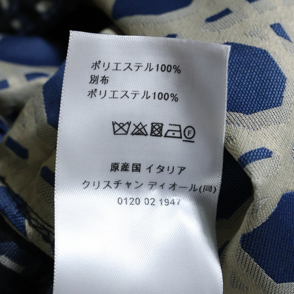 DIOR(ディオール) 24SS マクロカナージュ 総柄ジャガード フロントロゴ ハーフジップ フーデッド 半袖 プルオーバー パーカー ジャケット ネイビー 417C19A2378