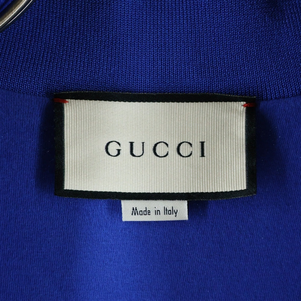 GUCCI(グッチ) GG総柄プリント切り替え ラバーワッペンロゴ ハーフジップ テクニカル ジャージー ロングスリーブ 長袖 ドレス ワンピース ブラウン/ブルー レディース 526526