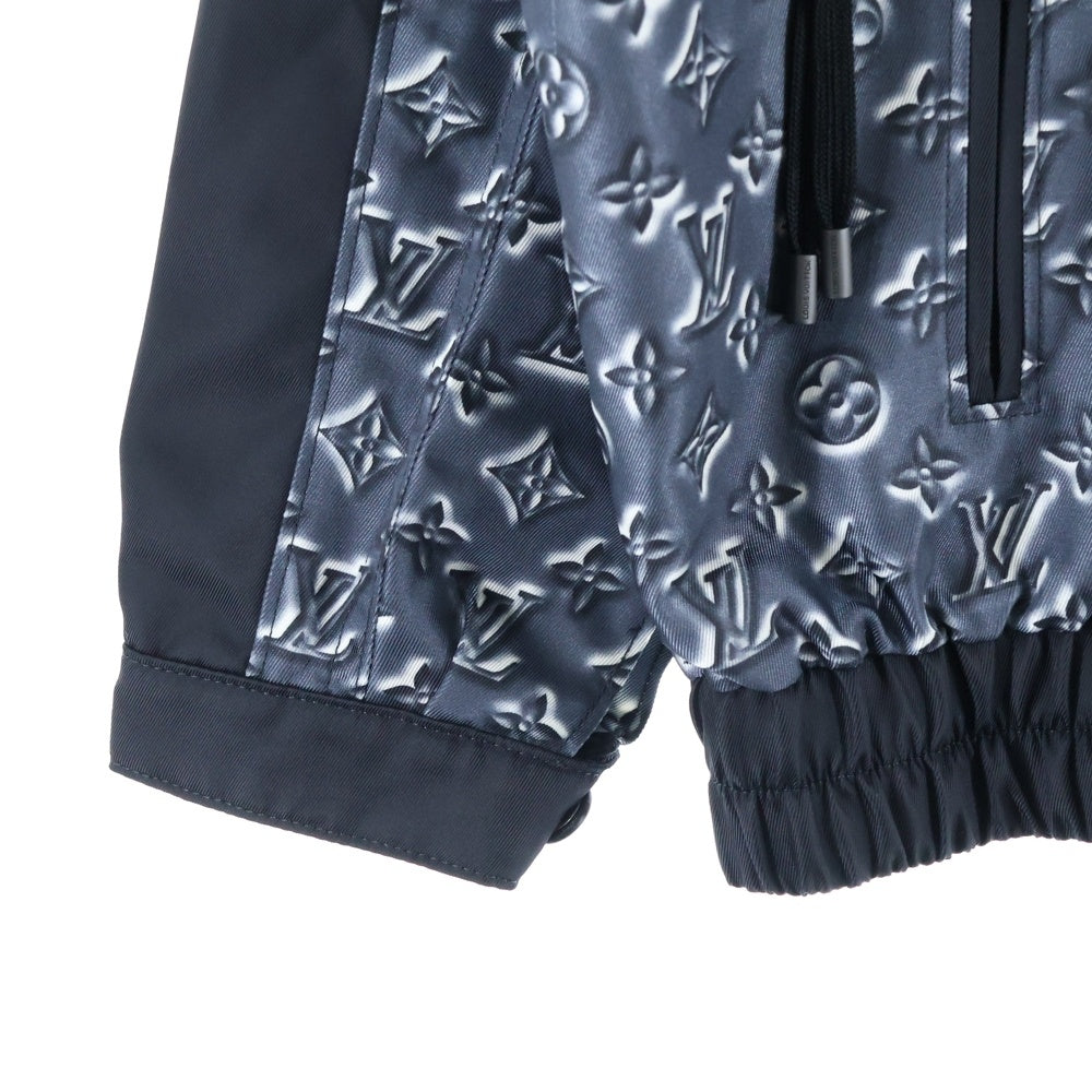 LOUIS VUITTON(ルイヴィトン) 20SS モノグラム柄プリント 切り替え レースアップ スナップボタン ナイロン ショート クロップド ジャケット ブラック/グレー レディース RW201A TSS FIJA18
