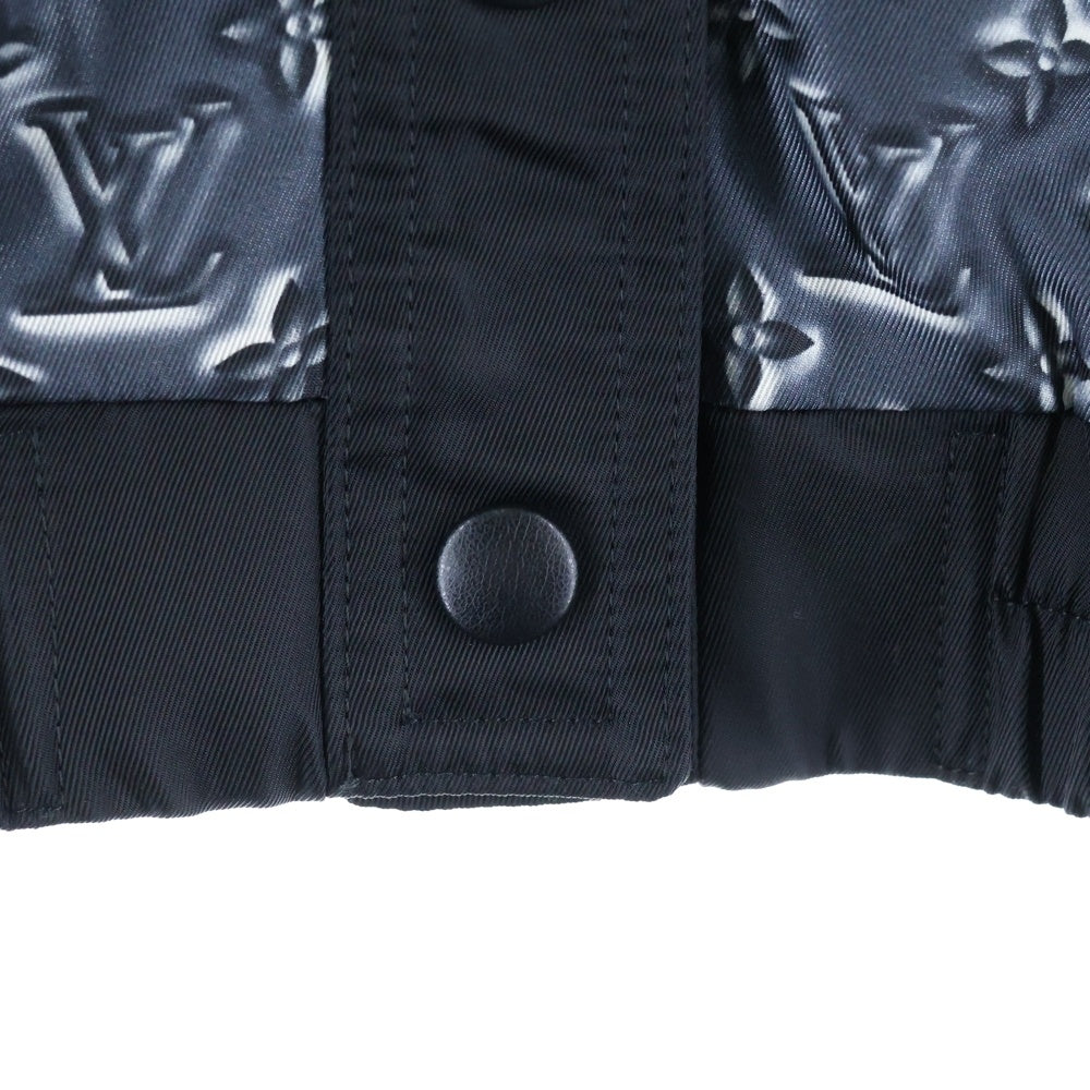 LOUIS VUITTON(ルイヴィトン) 20SS モノグラム柄プリント 切り替え レースアップ スナップボタン ナイロン ショート クロップド ジャケット ブラック/グレー レディース RW201A TSS FIJA18