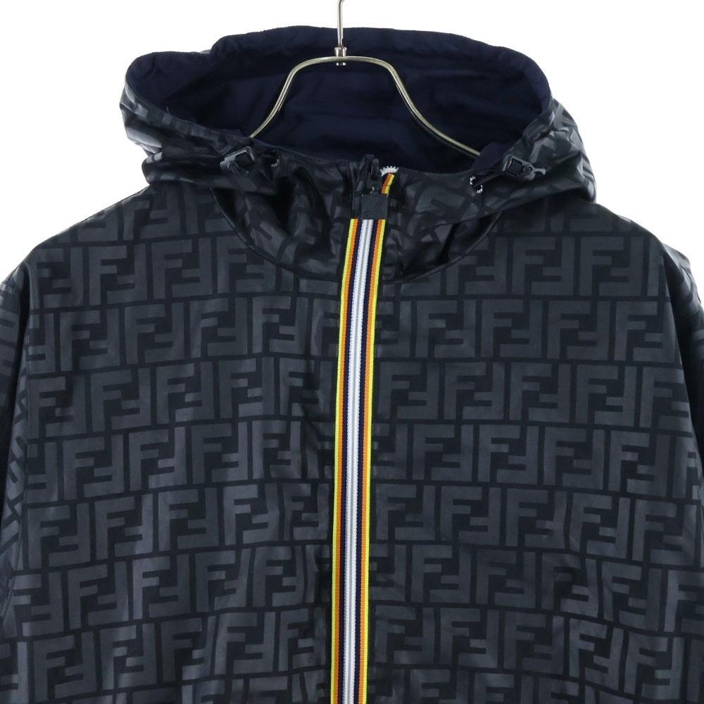 FENDI(フェンディ) ×K-WAY ケイウェイ ズッカ柄 リバーシブル ナイロンジャケット ブラック/ネイビー FAA803