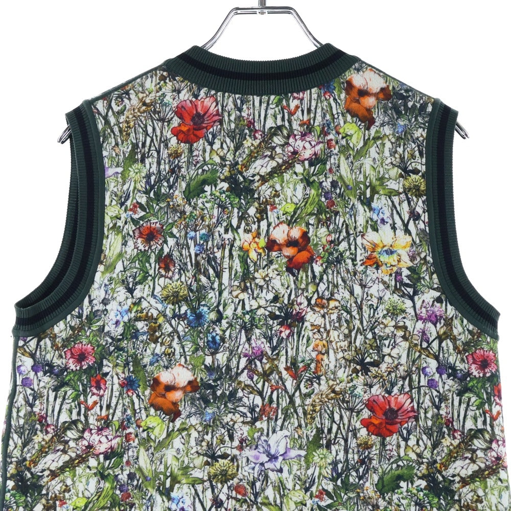 DIOR(ディオール) フラワー総柄プリント ハーフジップ ノースリーブ クルーネック ニット ワンピース グリーン/マルチカラー レディース 114R02AM719
