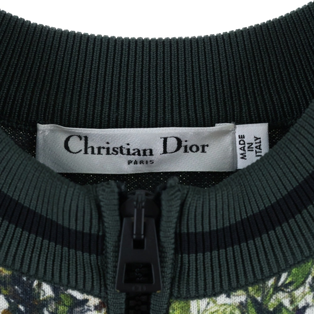 DIOR(ディオール) フラワー総柄プリント ハーフジップ ノースリーブ クルーネック ニット ワンピース グリーン/マルチカラー レディース 114R02AM719