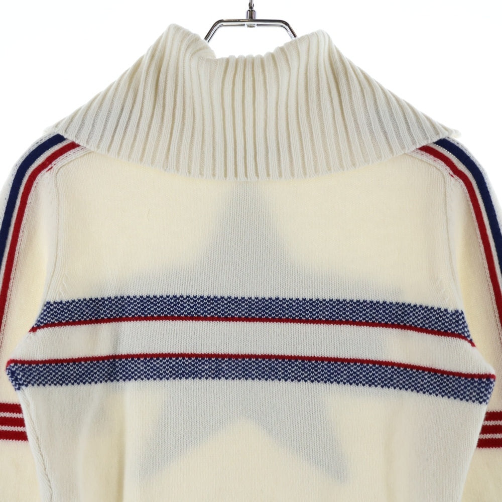 Christian Dior(クリスチャンディオール) スター 星 ロゴ ジャガード カシミヤ混 ウール タートルネック ロングスリーブ 長袖 ニット セーター ホワイト レディース 144S77AM134