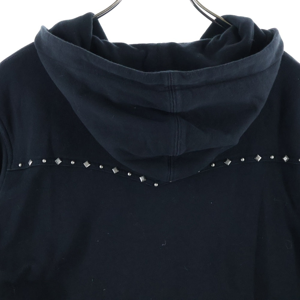 SAINT LAURENT PARIS(サンローランパリ) スタッズ コットン ジップアップ スウェットパーカー フーディー ブラック 605232