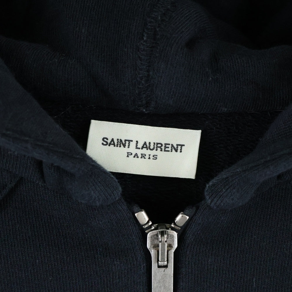 SAINT LAURENT PARIS(サンローランパリ) スタッズ コットン ジップアップ スウェットパーカー フーディー ブラック 605232