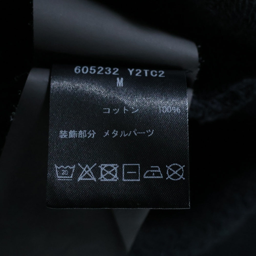 SAINT LAURENT PARIS(サンローランパリ) スタッズ コットン ジップアップ スウェットパーカー フーディー ブラック 605232