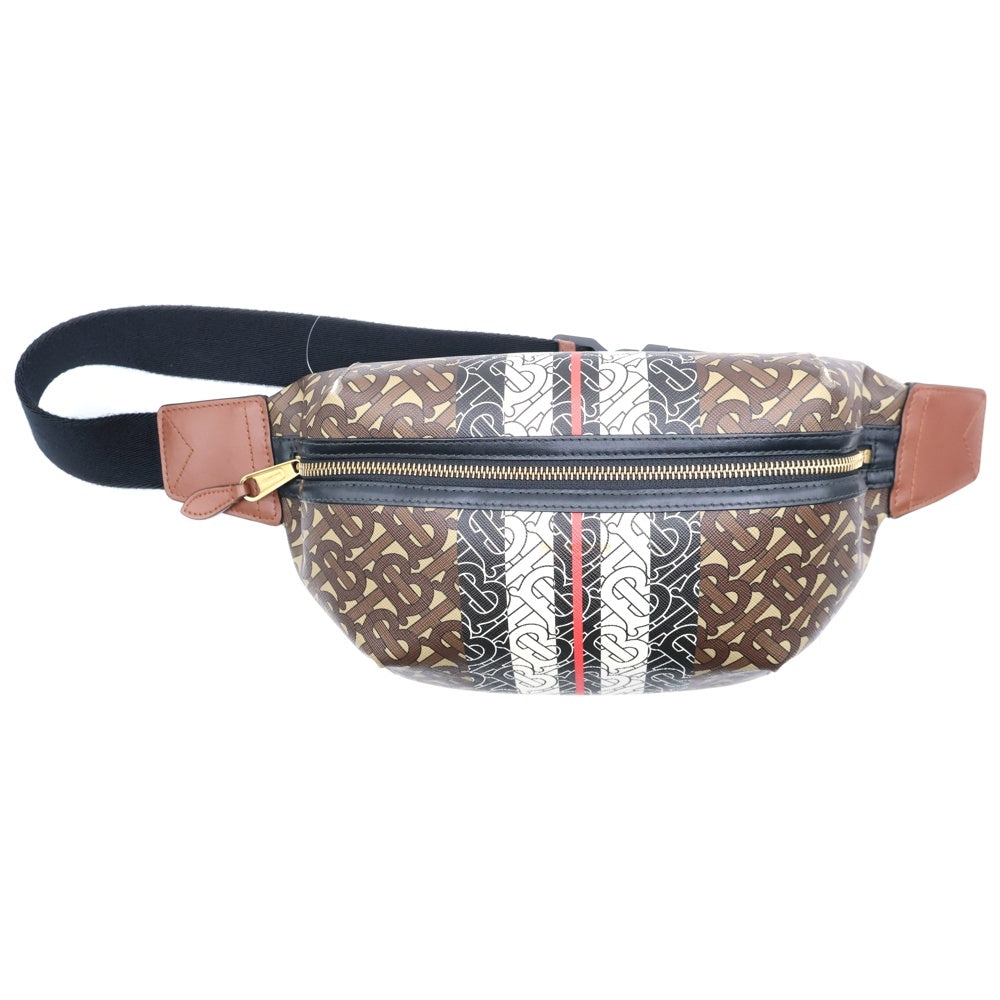 BURBERRY(バーバリー) TBモノグラム ウエストポーチ ボディバッグ ショルダーバッグ ブラウン×ブラック ゴールド金具 8021483
