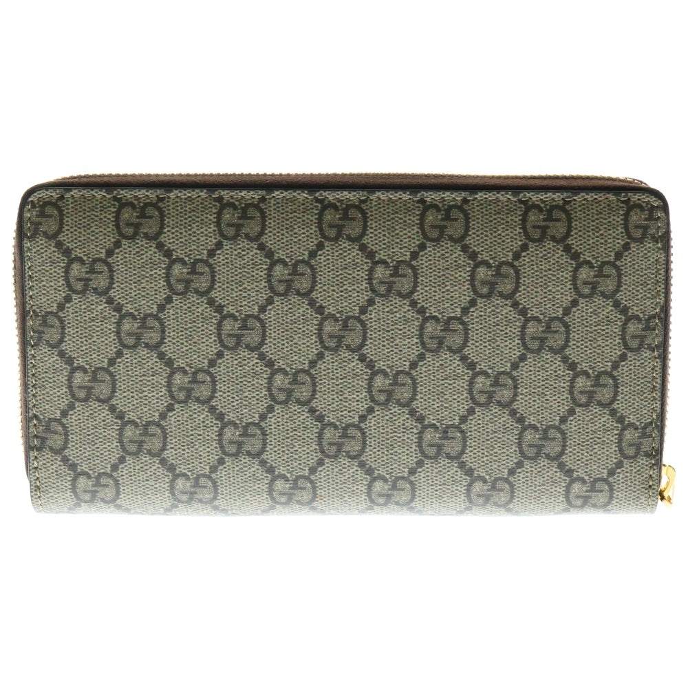 GUCCI(グッチ) ×ばなにゃ GGスプリーム ウエスタン プリント キャンバス ラウンドファスナー ロングウォレット 長財布 ゴールド金具 ベージュ 701060