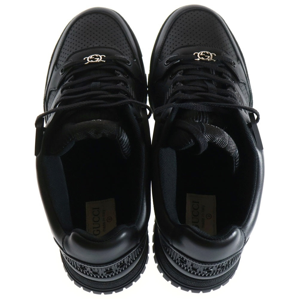 GUCCI(グッチ) ジョーンズ インターロッキングG ロゴプレート レースアップ レザー ローカットスニーカー シューズ ブラック 777221