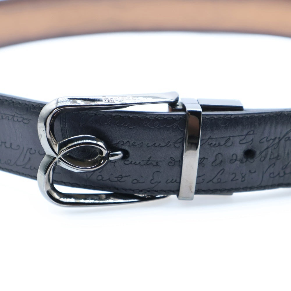 Berluti(ベルルッティ) スクリット カリグラフィ ブラック レザー ベルト