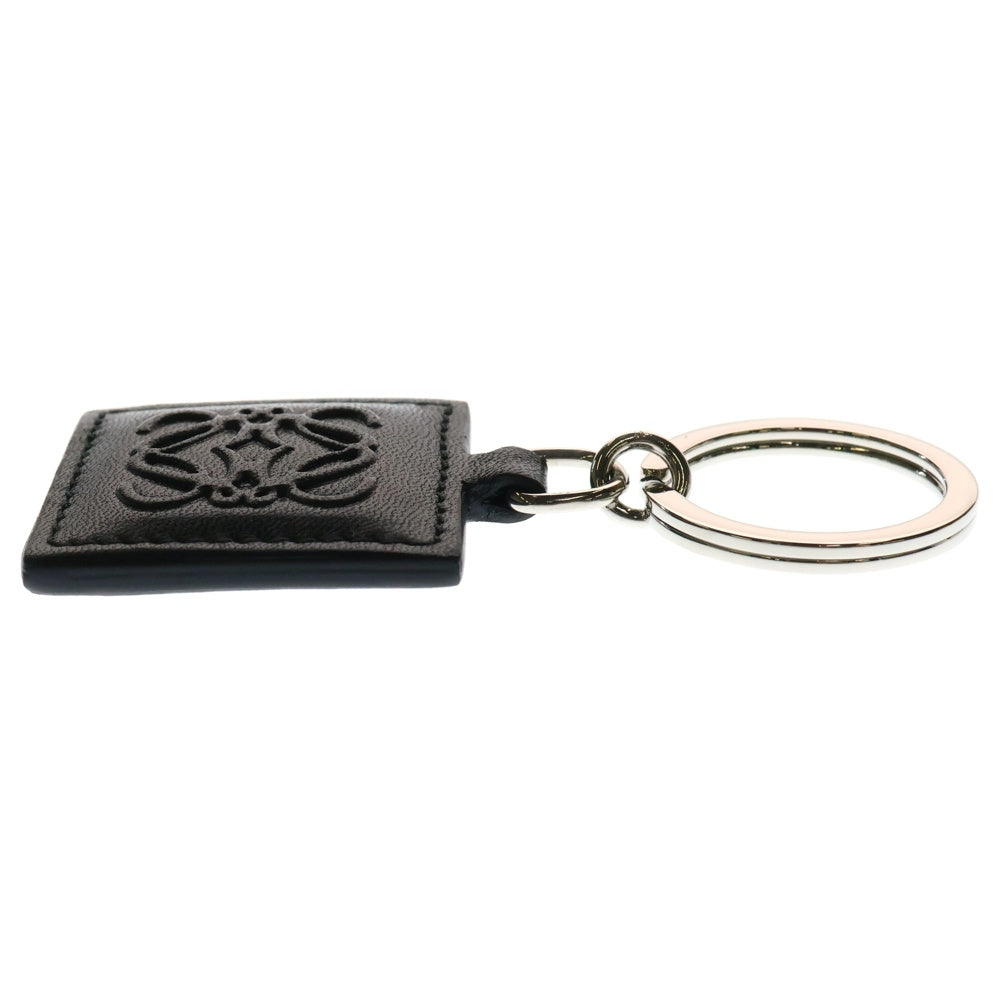 LOEWE(ロエベ) アナグラム キーリング キーホルダー ブラック シルバー金具 レザー